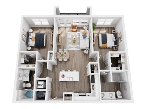 a 3d floor plan of a bedroom